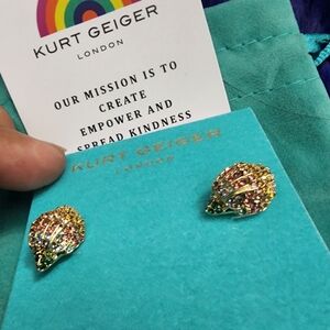 New Kurt Geiger Teal Gold Earring